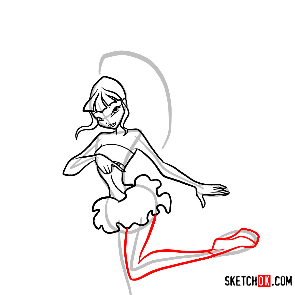 How to draw Musa Serenix from Winx - step 10