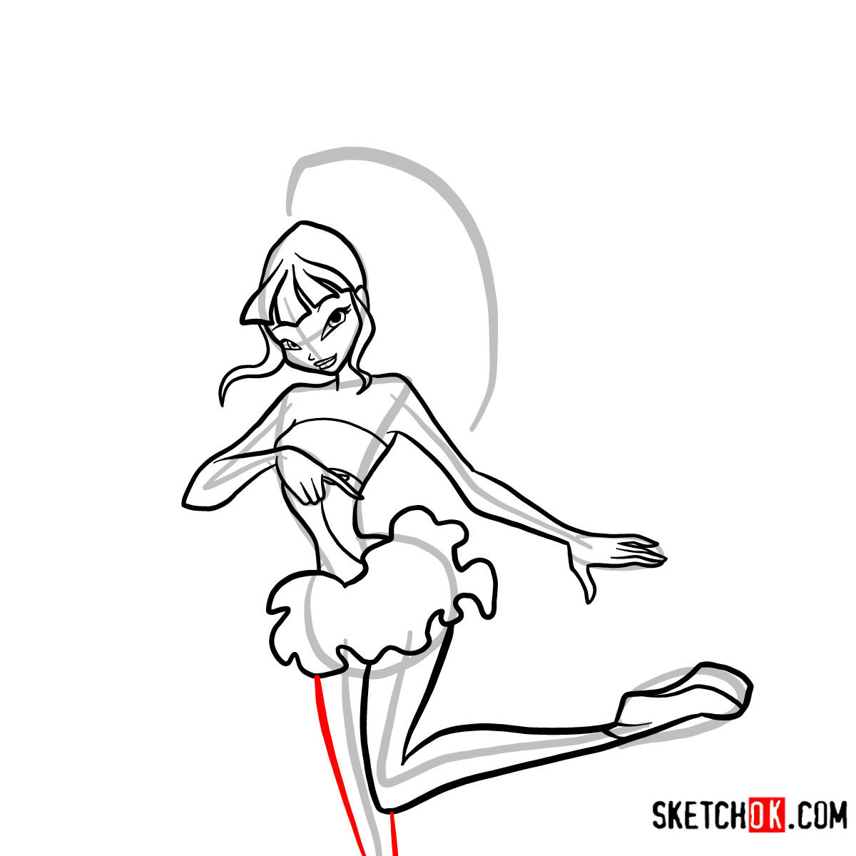 How to draw Musa Serenix from Winx - step 11