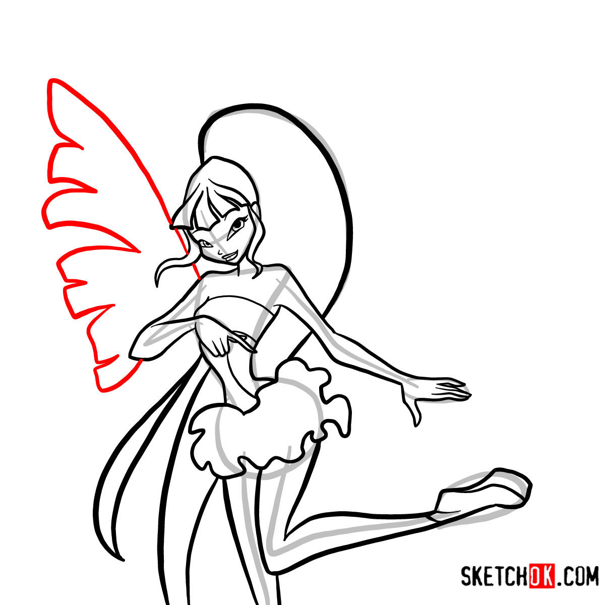 How to draw Musa Serenix from Winx - step 13