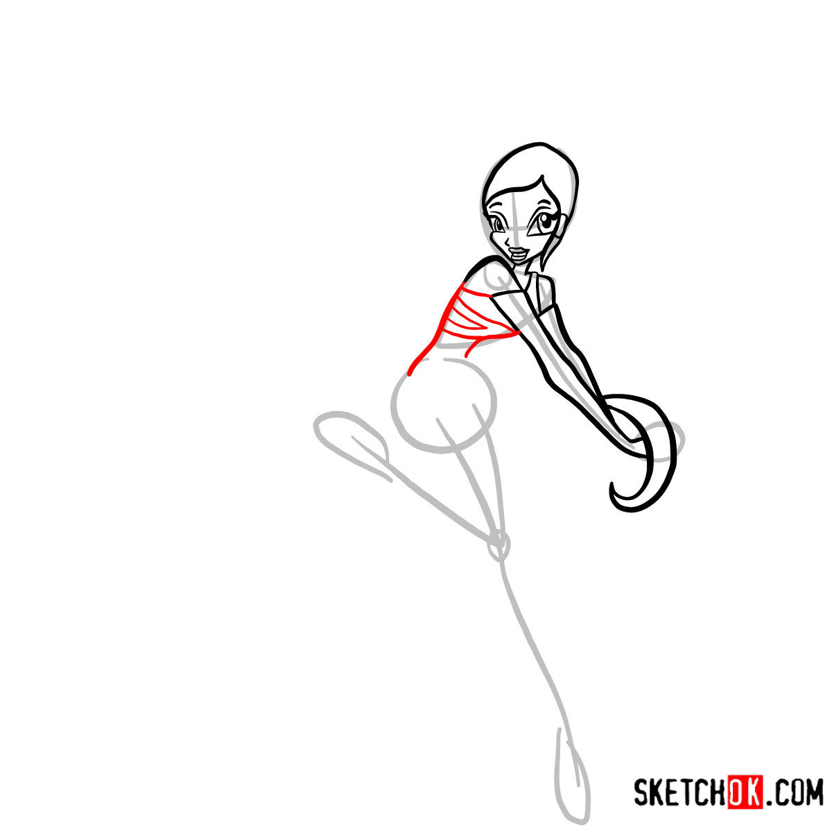 How to draw Stella Enchantix - step 06
