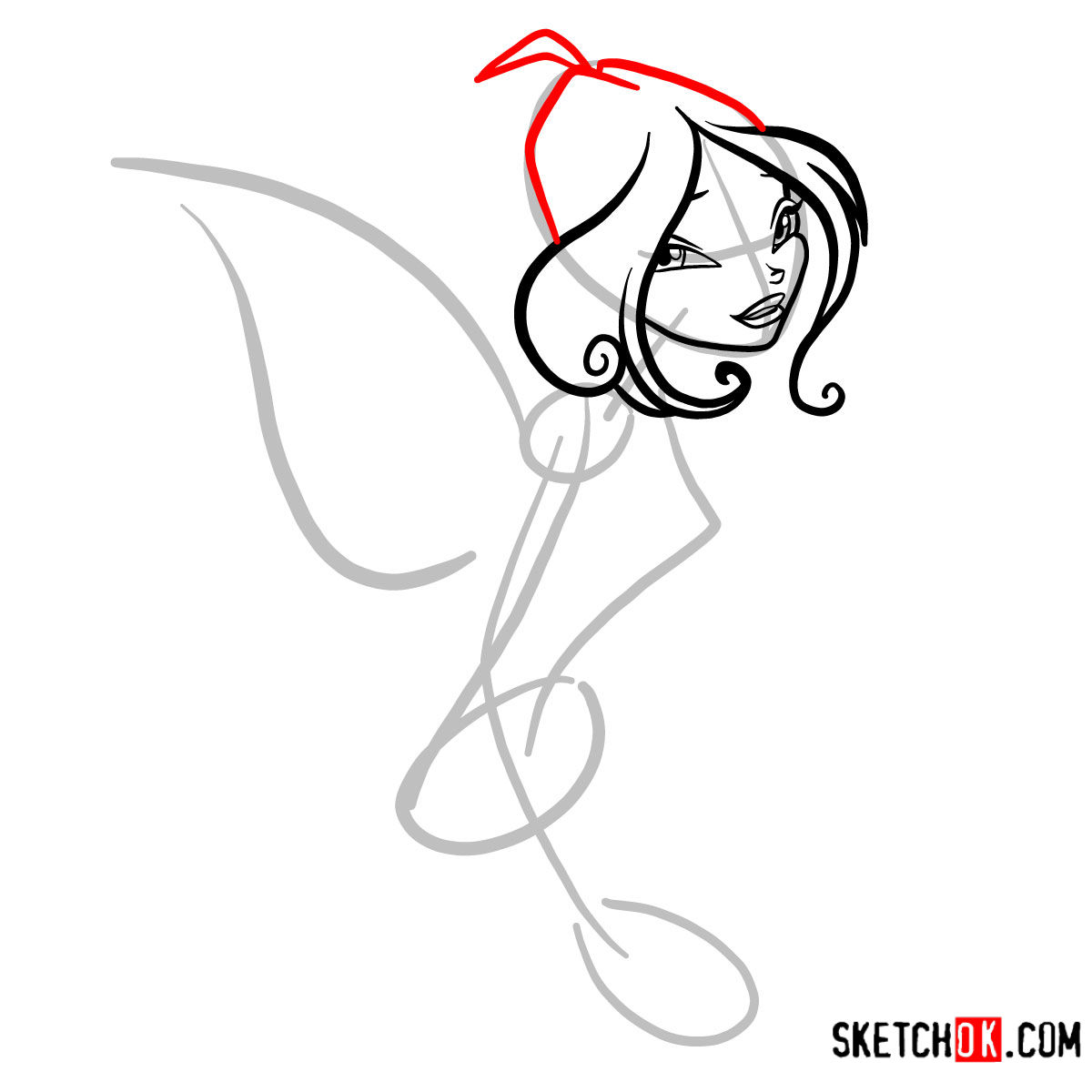 How to draw Flora with fairy wings - Winx Club - step 04