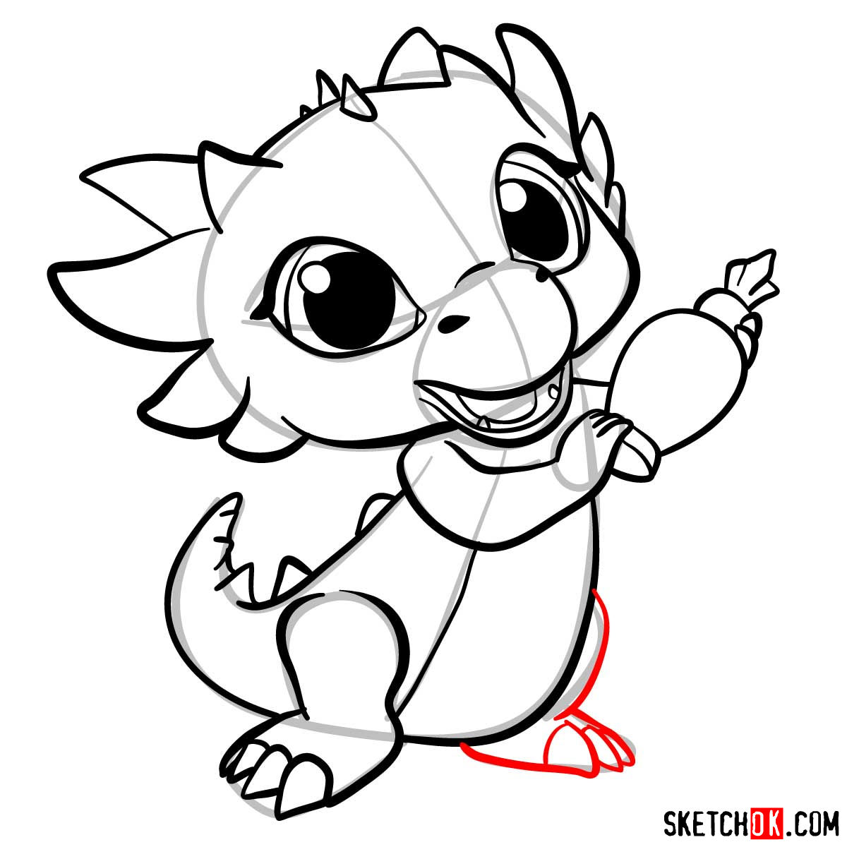 How to draw Nazboo the dragon pet from Shimmer and Shine - step 11