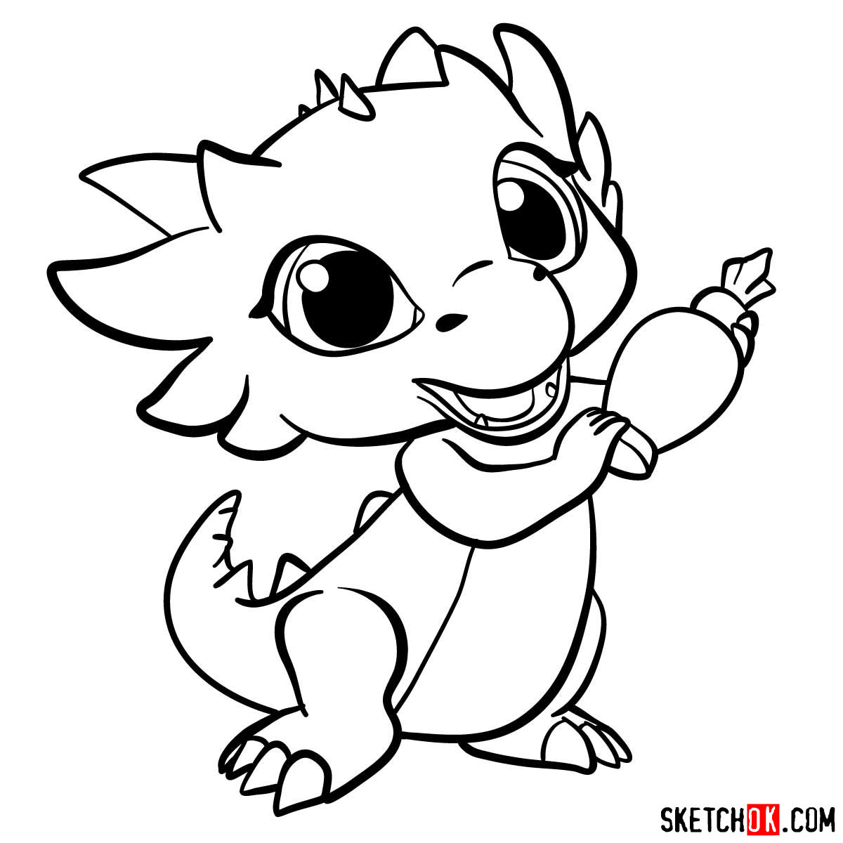 How to draw Nazboo the dragon pet from Shimmer and Shine