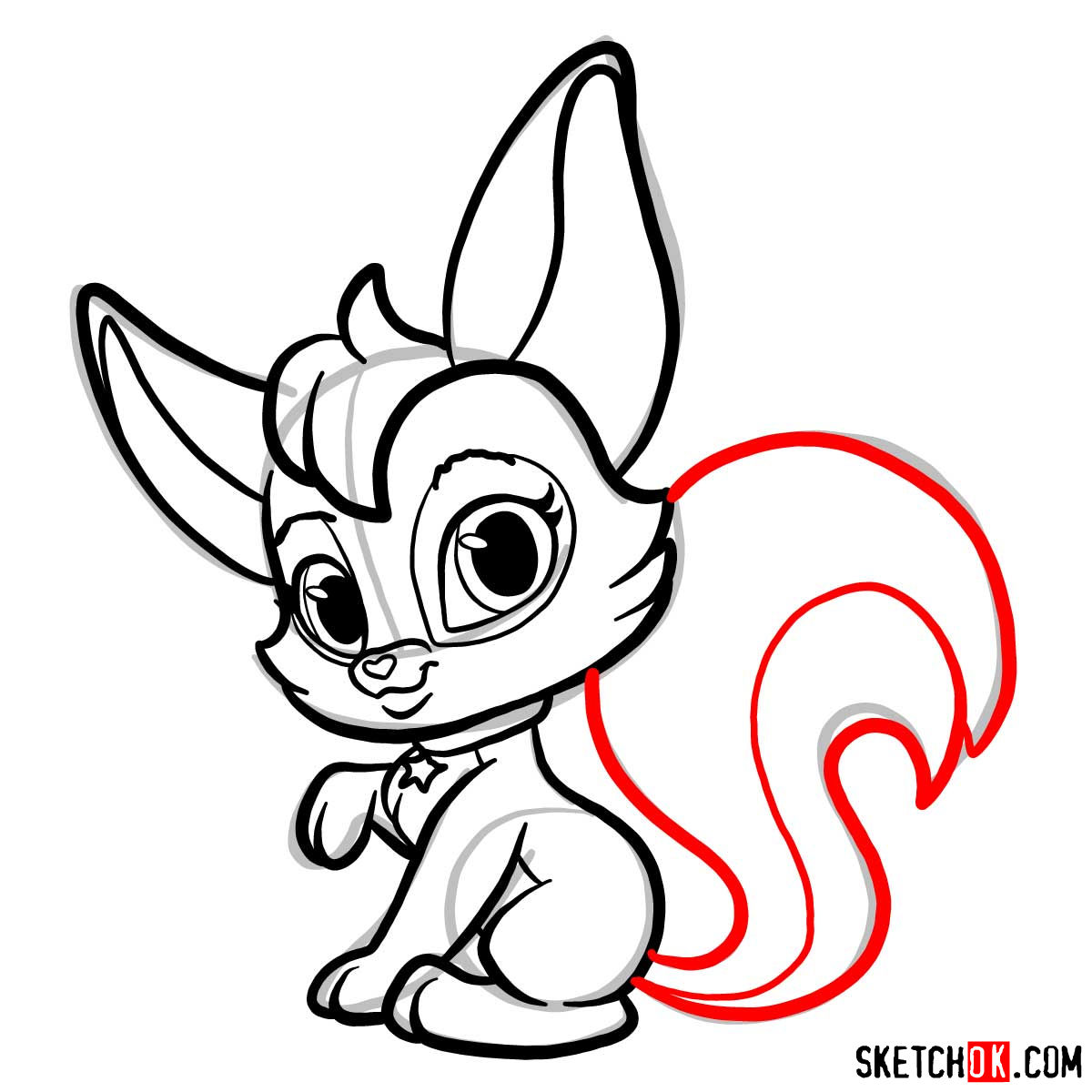 How to draw Parisa, a pet from Shimmer and Shine - step 08