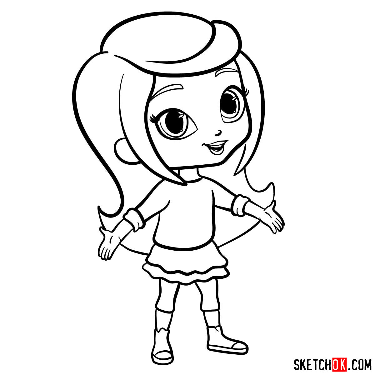 How to draw Leah (older style) from Shimmer and Shine