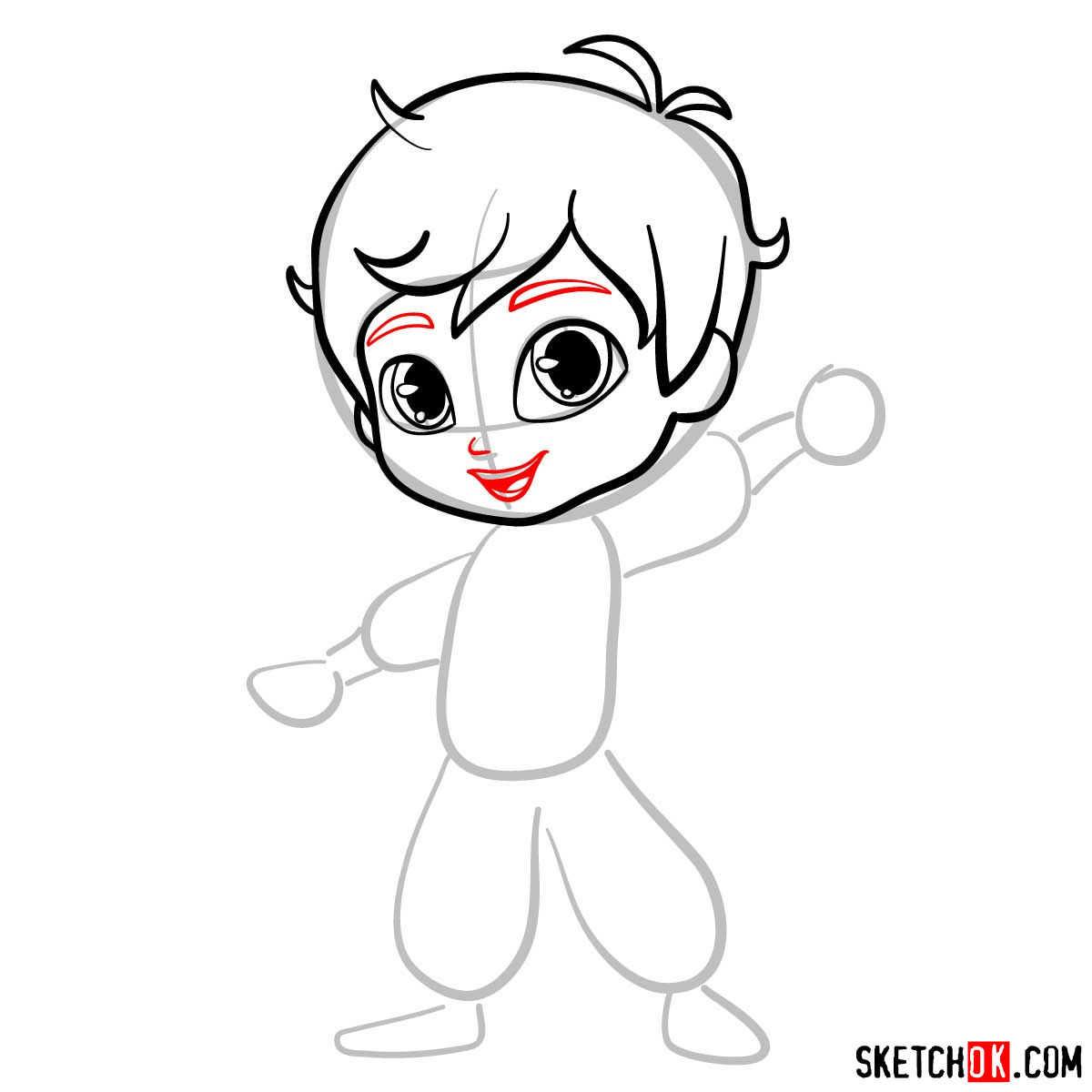 How to draw Zac from Shimmer and Shine - step 06