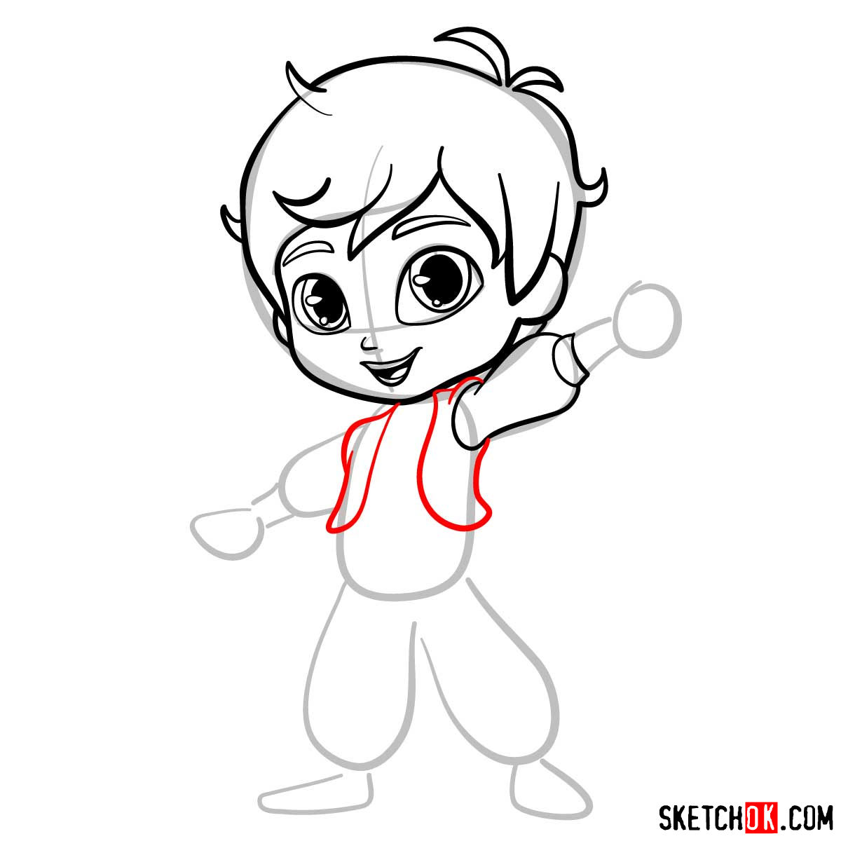 How to draw Zac from Shimmer and Shine - step 08