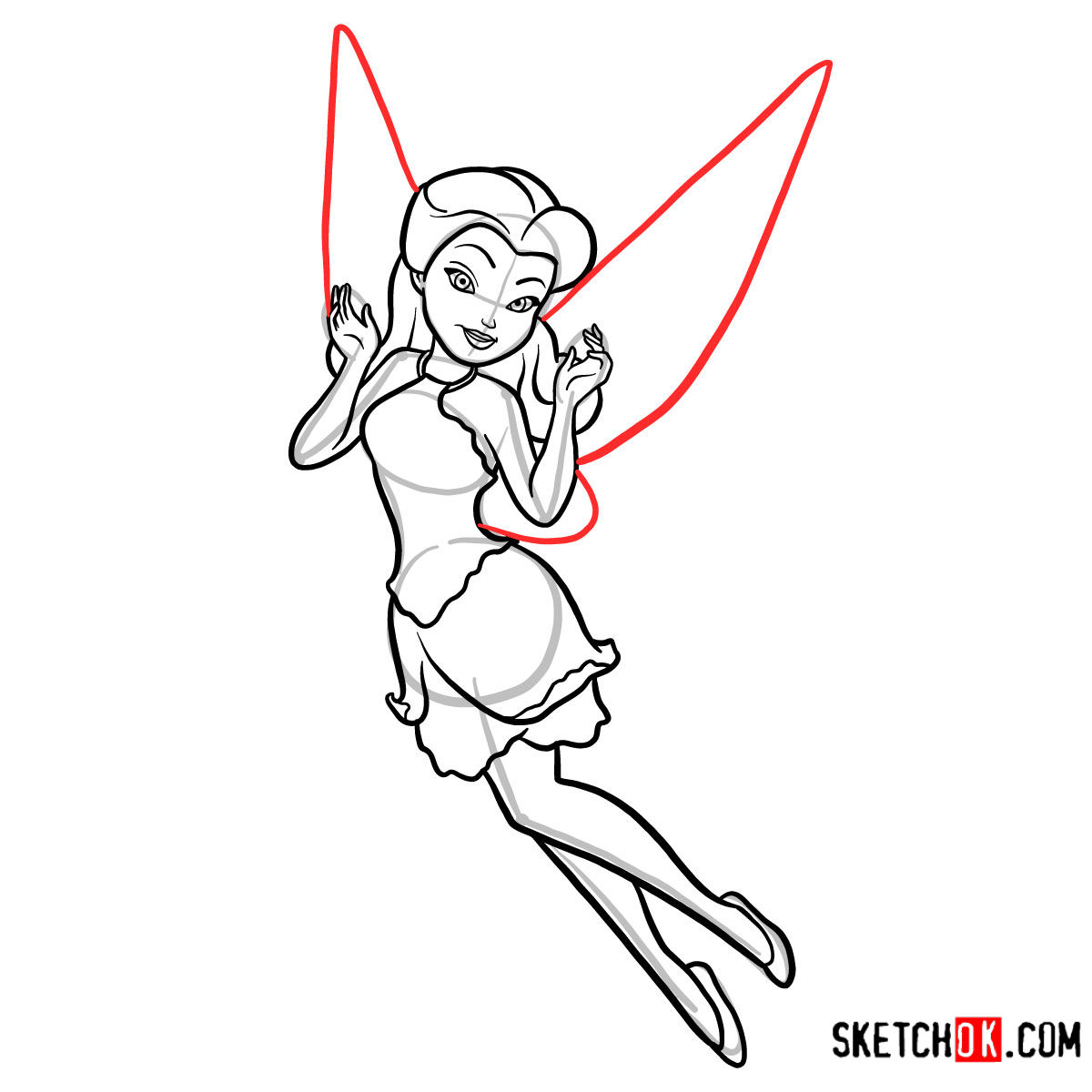 How to draw Rosetta the garden fairy | Disney Fairies - step 12