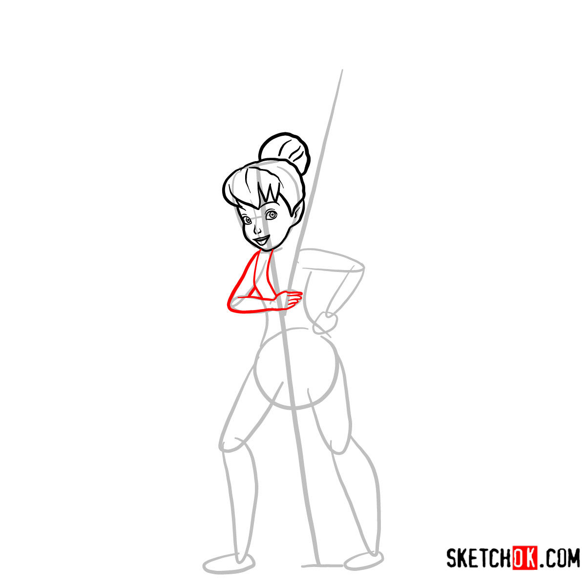 How to draw Tinker Bell the pirate | Disney Fairies - step 06