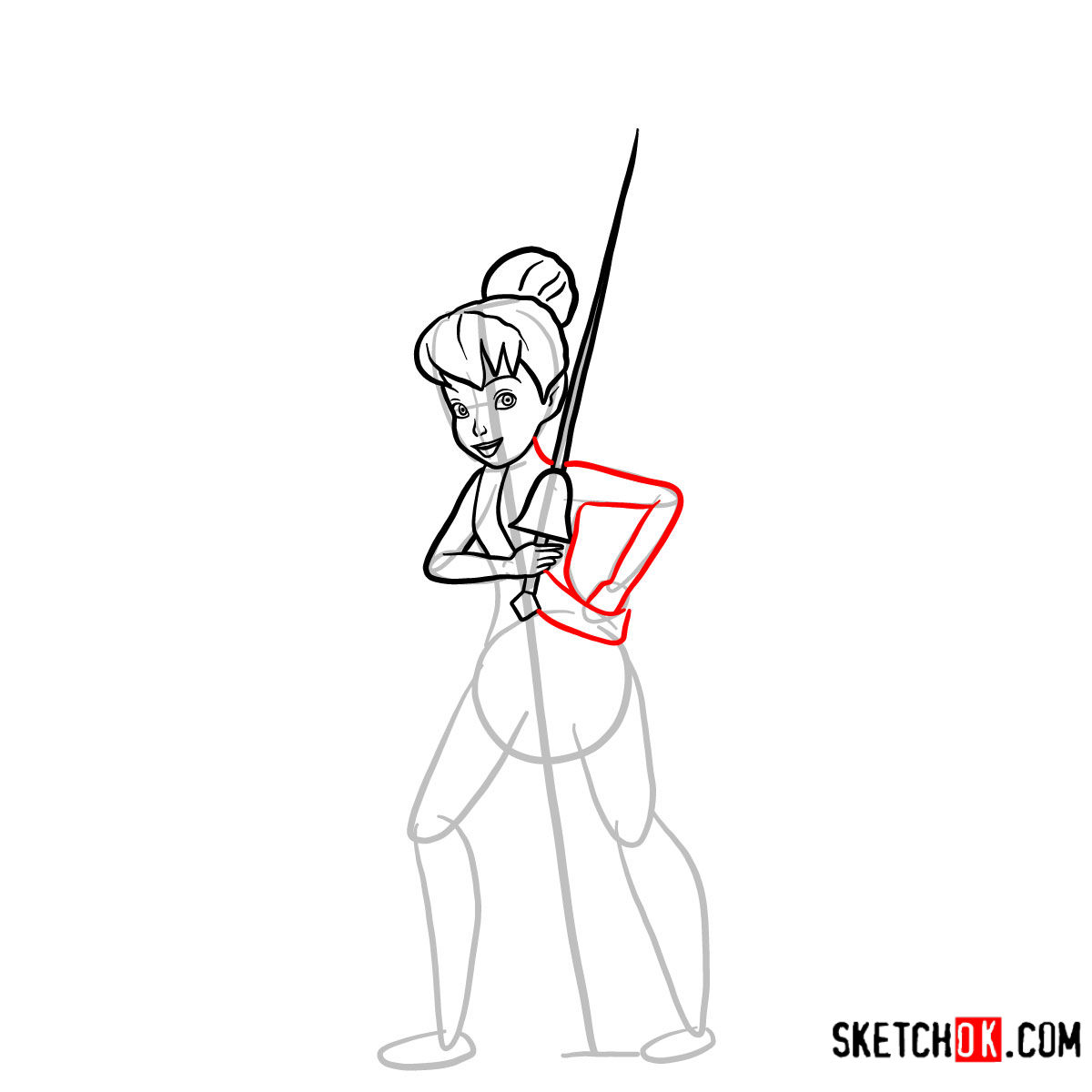 How to draw Tinker Bell the pirate | Disney Fairies - step 08