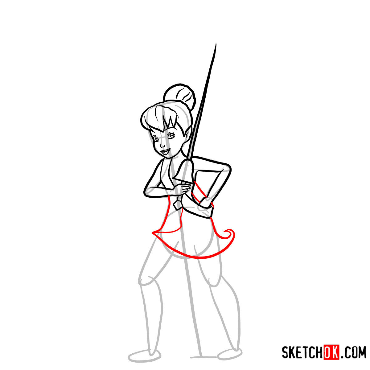 How to draw Tinker Bell the pirate | Disney Fairies - step 09