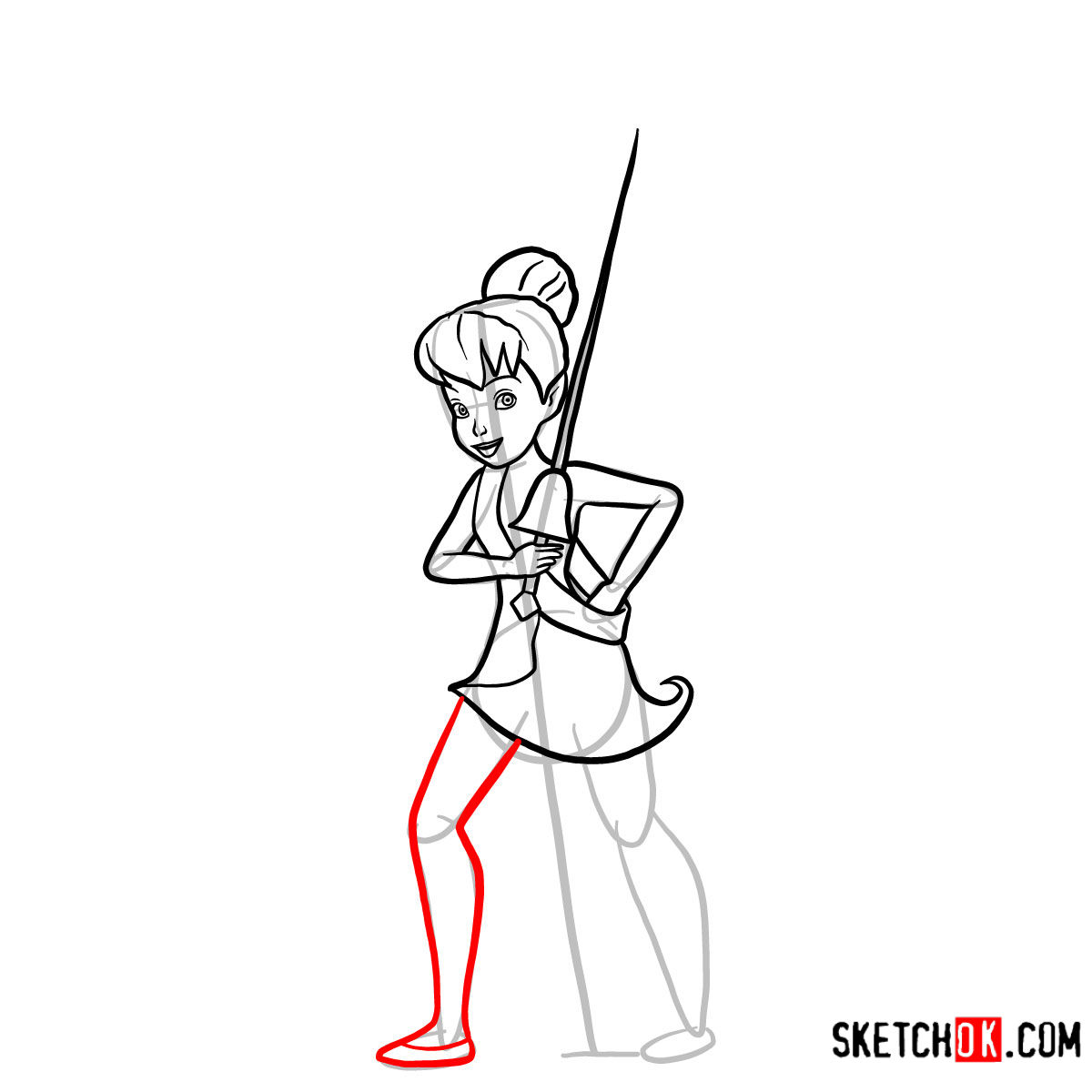 How to draw Tinker Bell the pirate | Disney Fairies - step 10