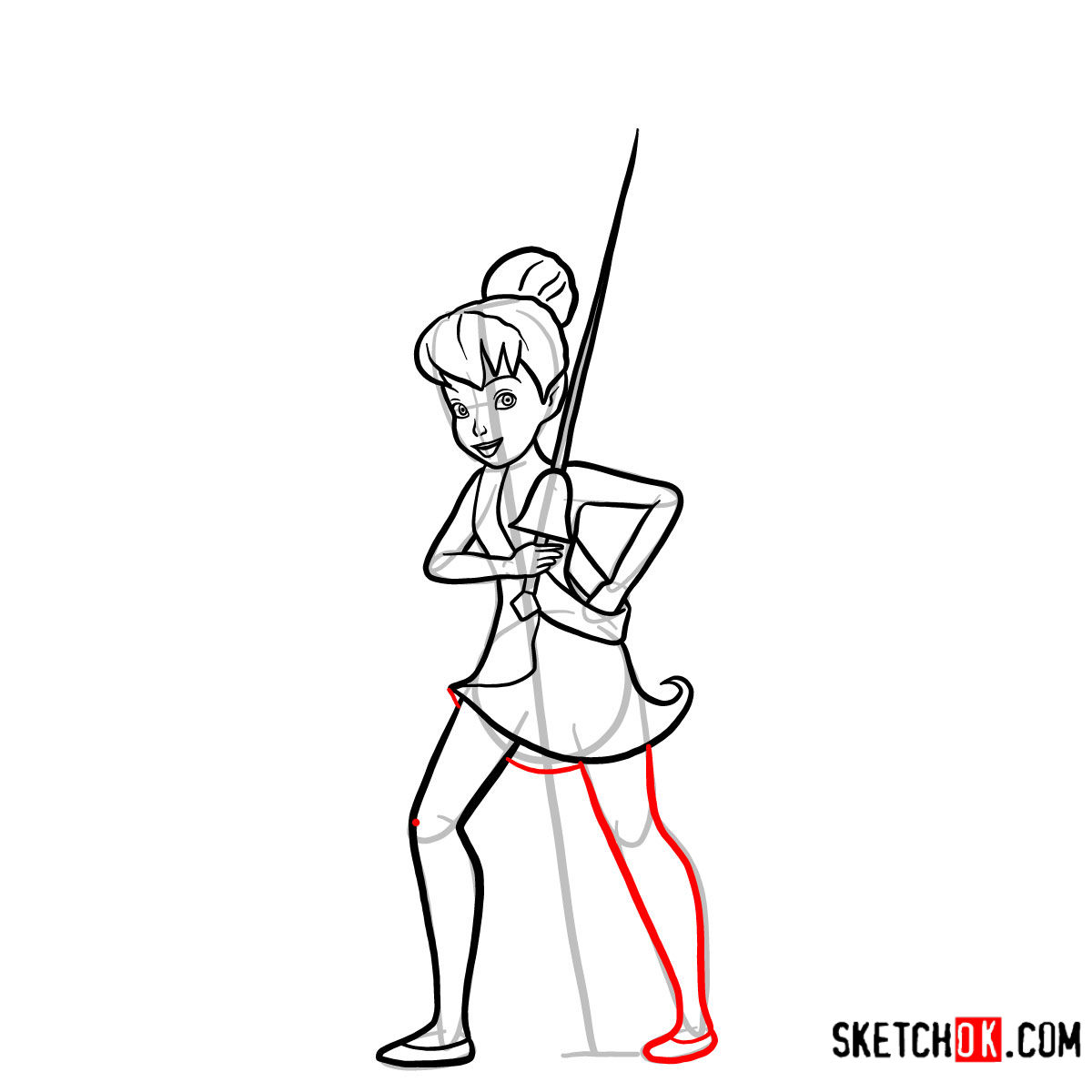 How to draw Tinker Bell the pirate | Disney Fairies - step 11