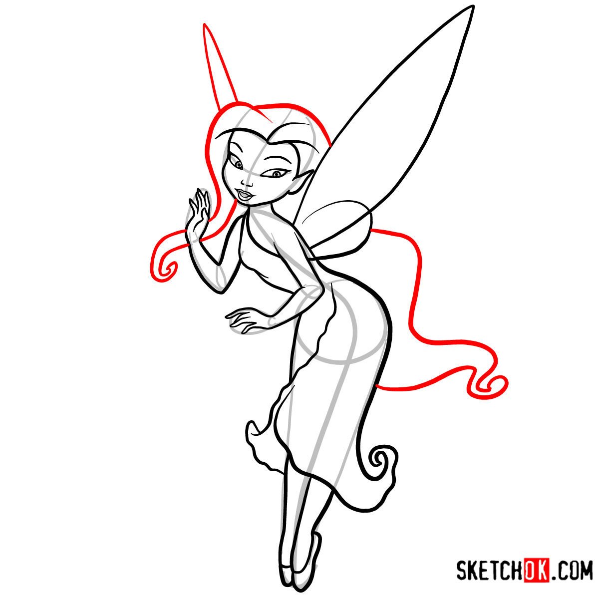 How to draw Silvermist the water-talent fairy - step 10