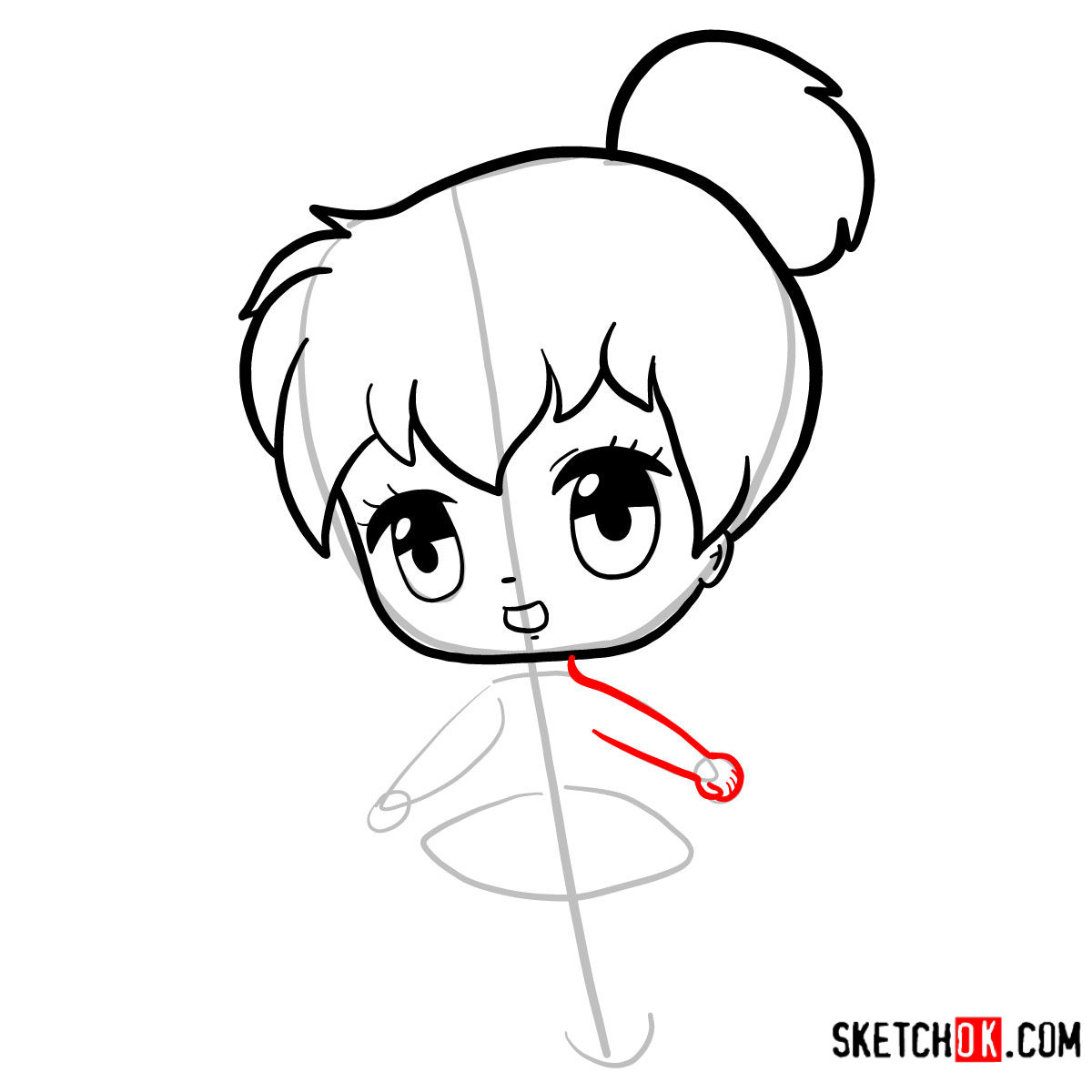 How to draw Tinker Bell chibi - step 07