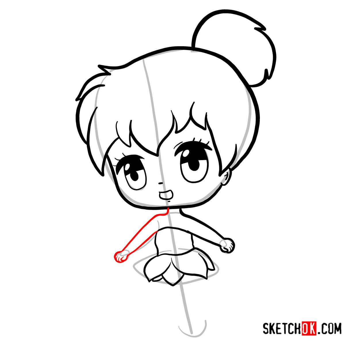 How to draw Tinker Bell chibi - step 09