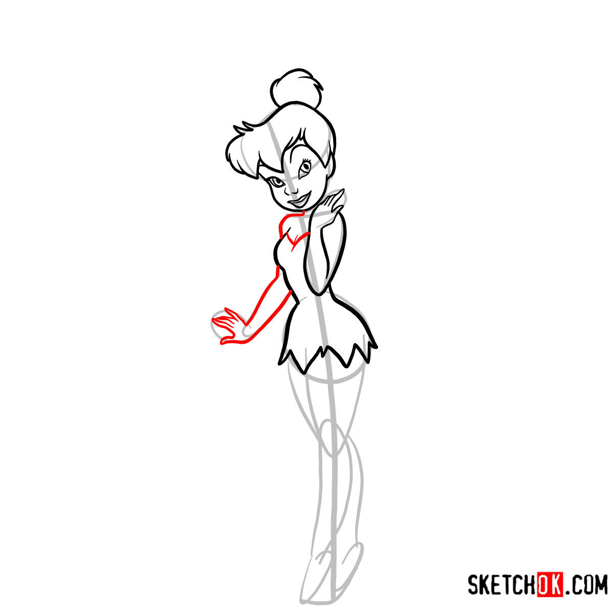 How to draw Tinker Bell - step 08