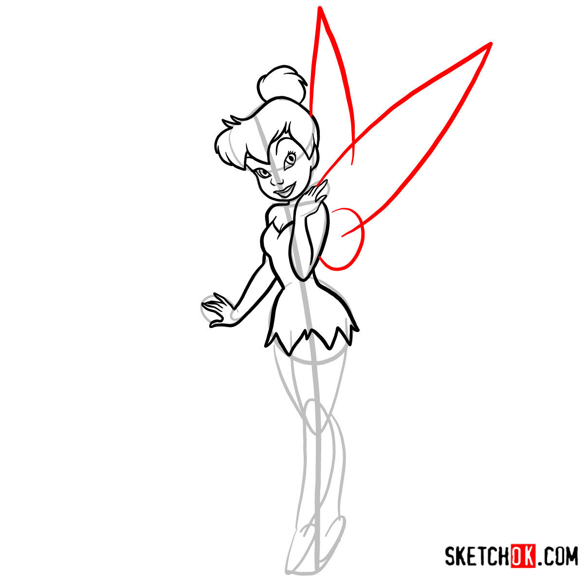 How to draw Tinker Bell - step 09
