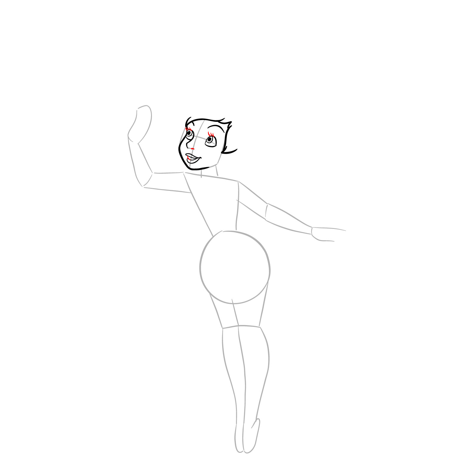 How to draw Tinker Bell in a Christmas costume - step 09