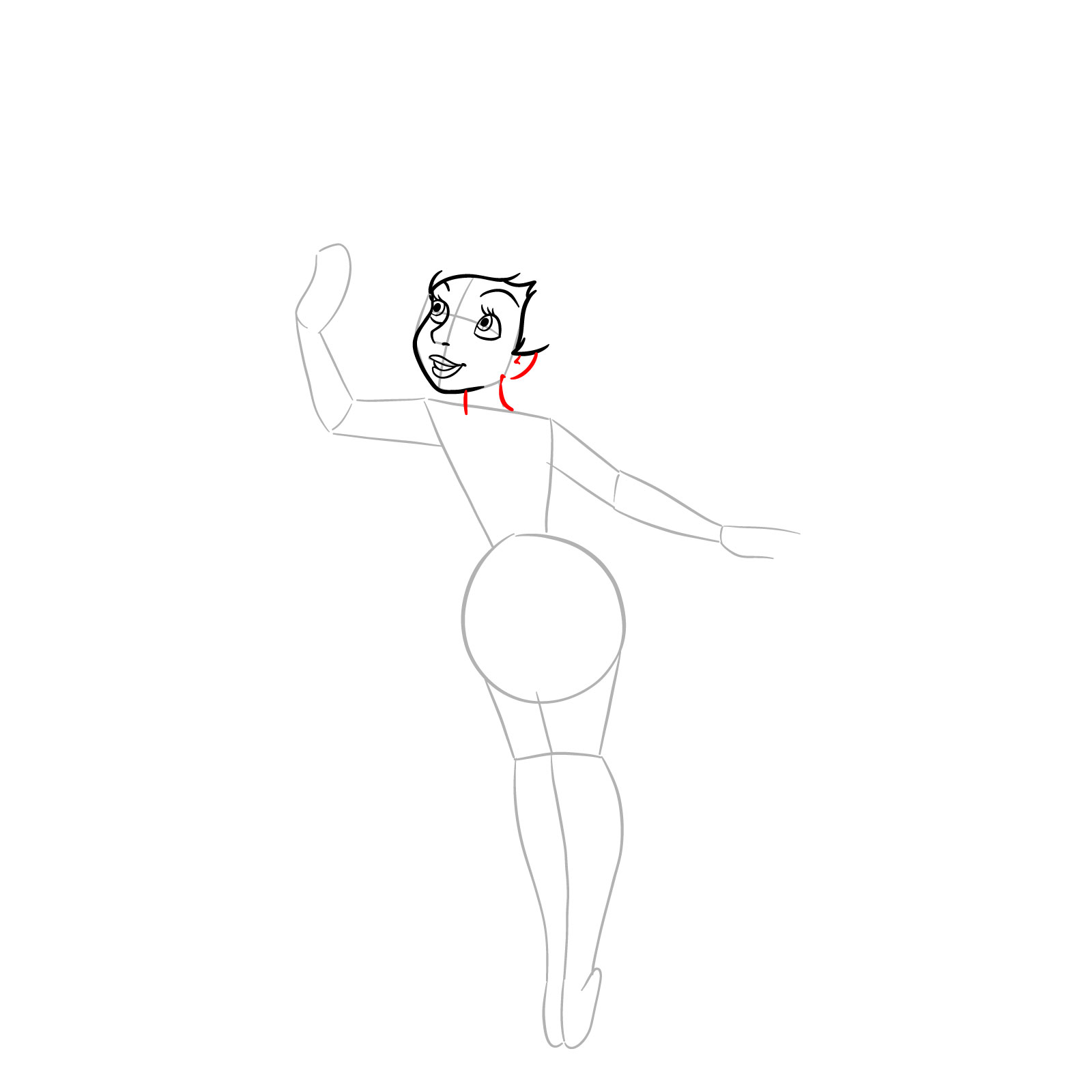 How to draw Tinker Bell in a Christmas costume - step 10