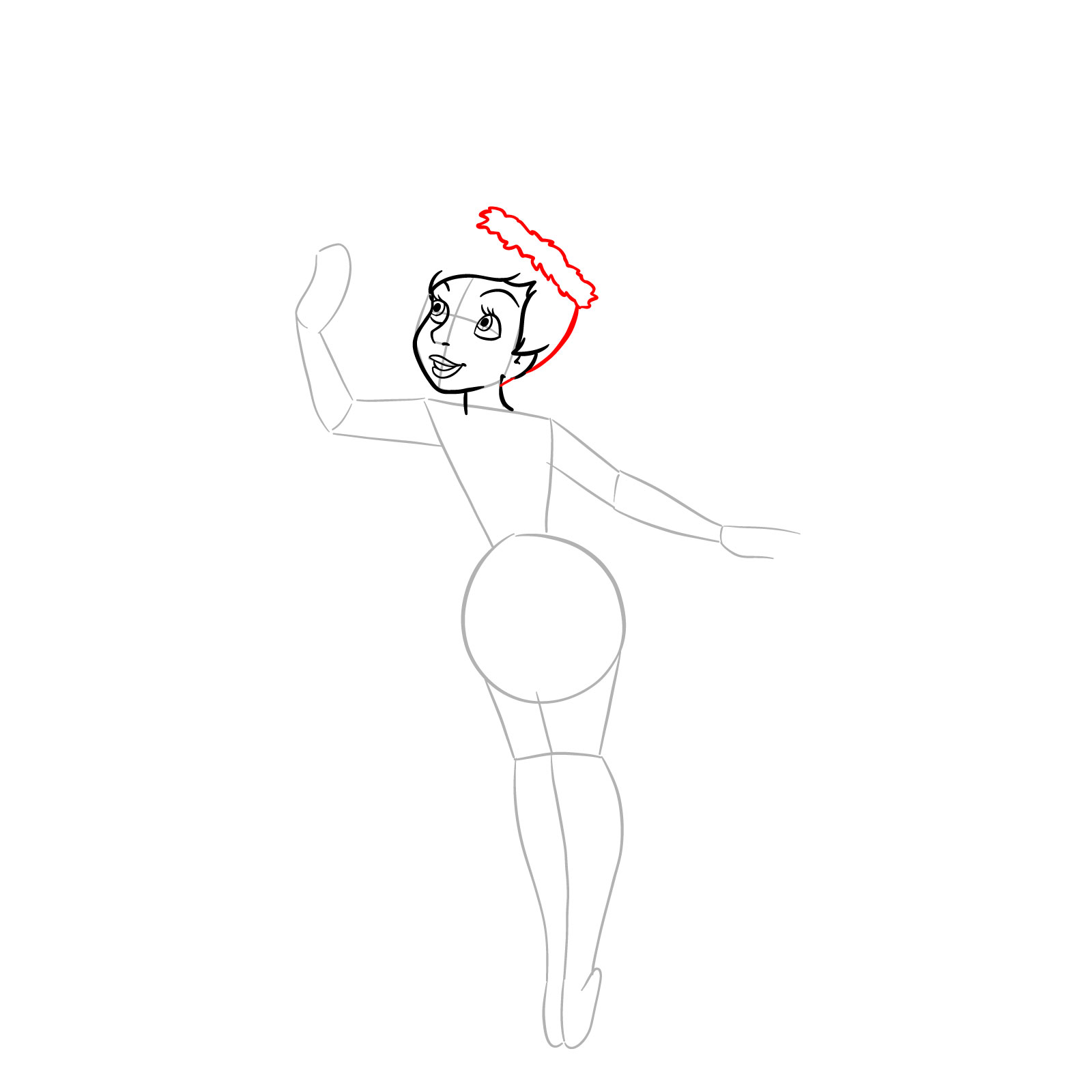 How to draw Tinker Bell in a Christmas costume - step 11