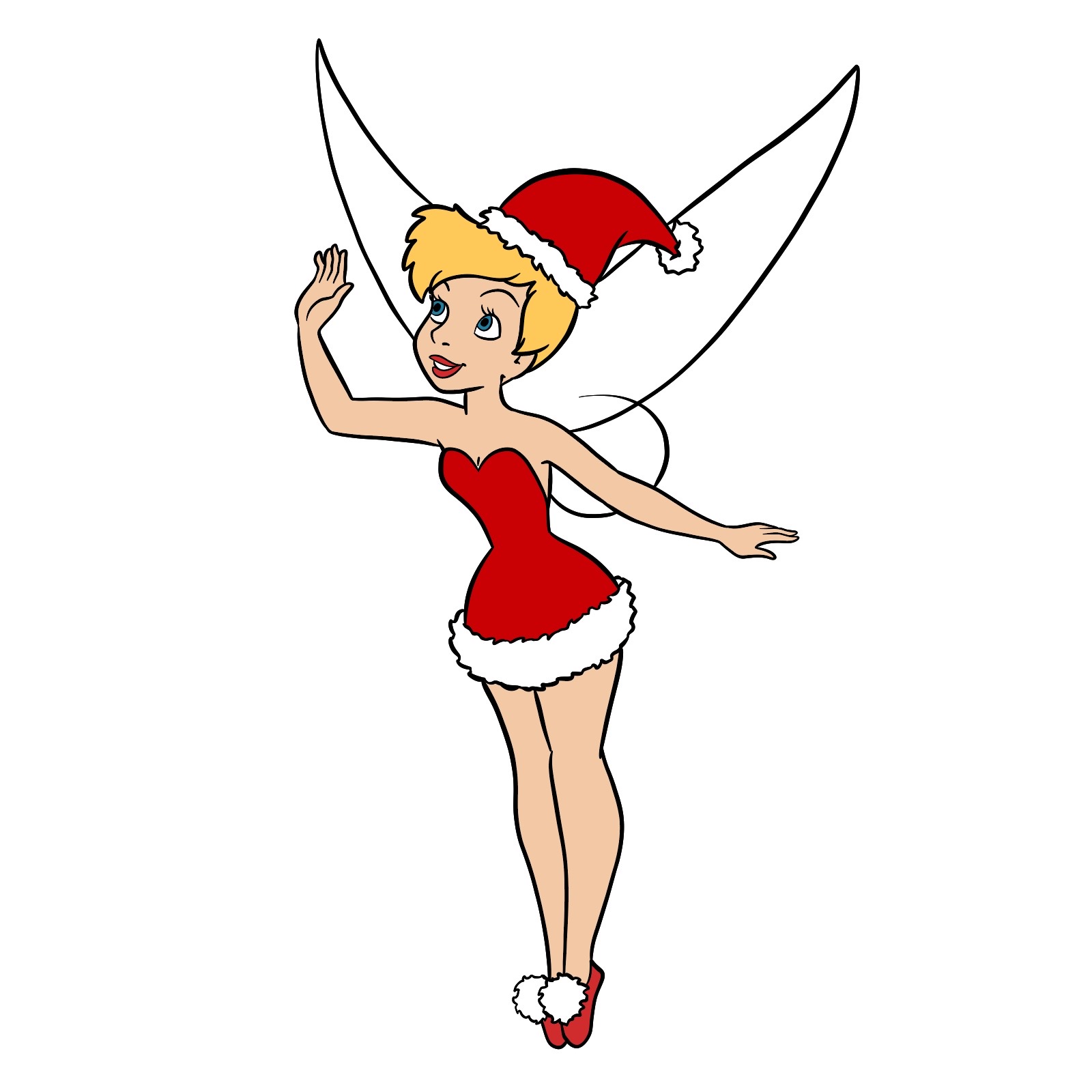 How to draw Tinker Bell in a Christmas costume - step 31