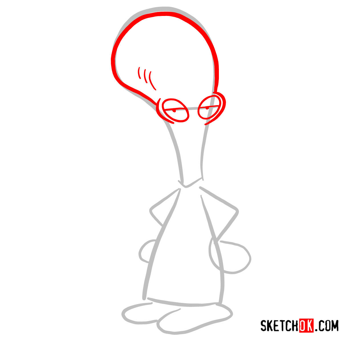 How to draw Roger | American Dad - step 02