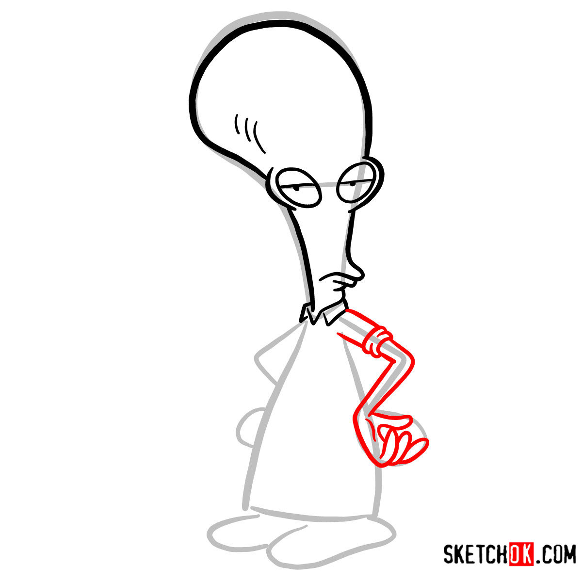 How to draw Roger | American Dad - step 04