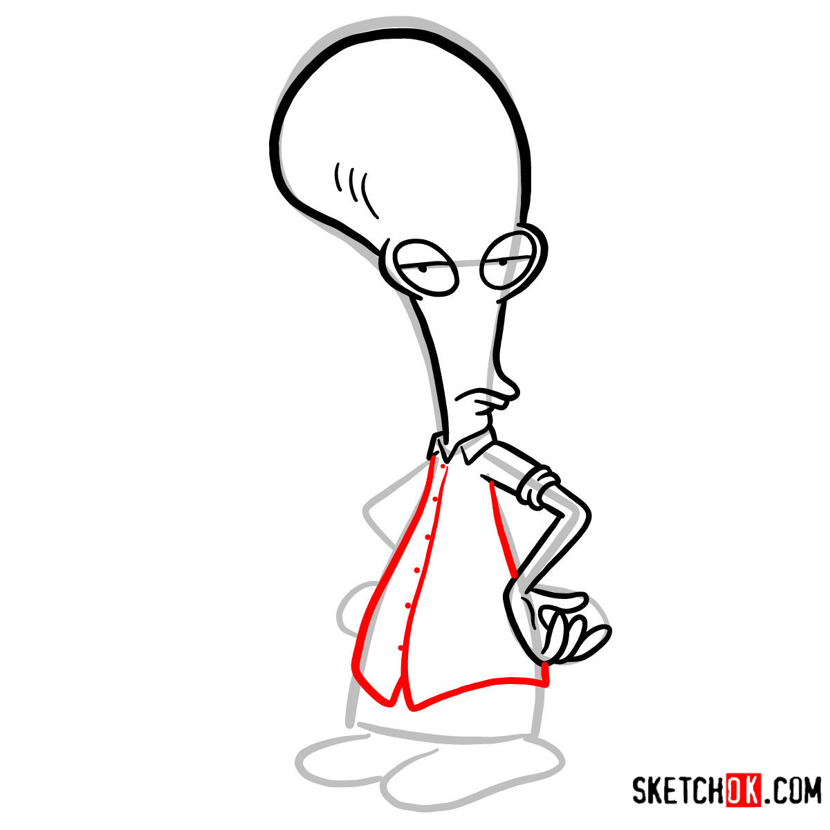 How to draw Roger | American Dad - step 05