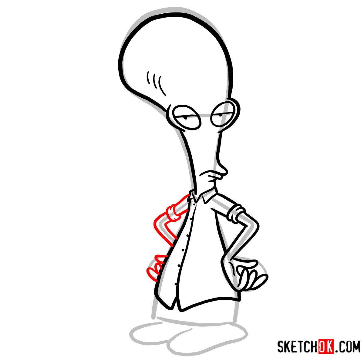 How to draw Roger | American Dad - step 06