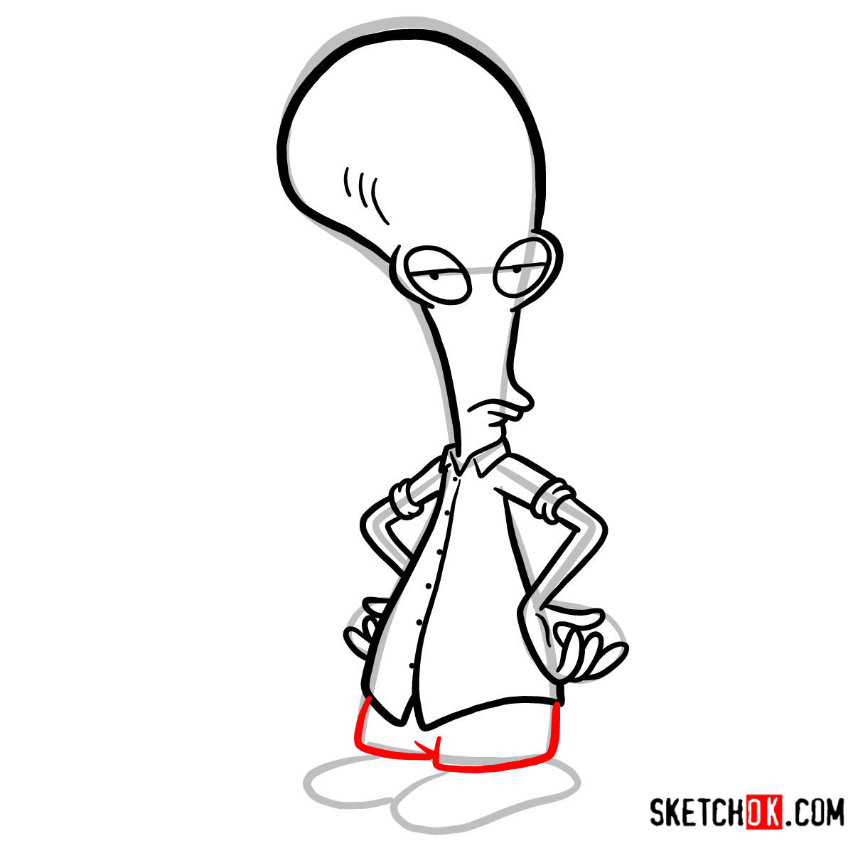 How to draw Roger | American Dad - step 07