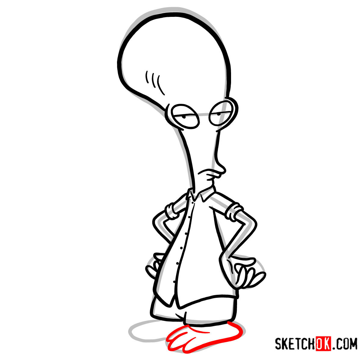 How to draw Roger | American Dad - step 08