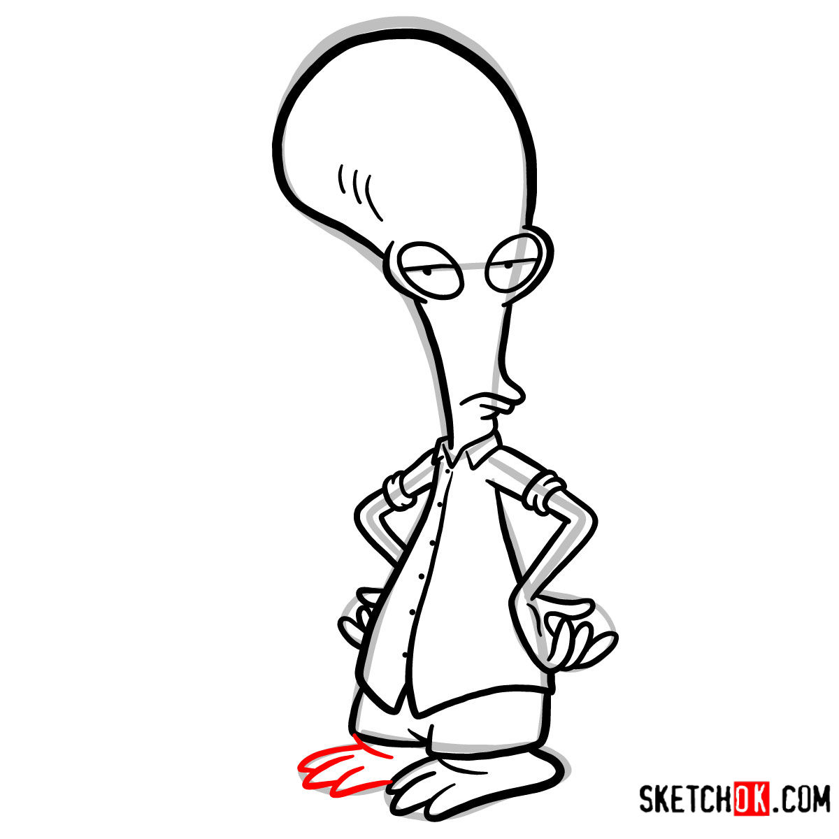 How to draw Roger | American Dad - step 09