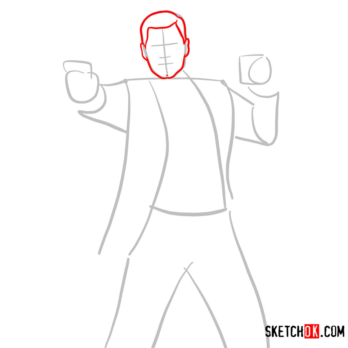 How to draw Sterling Archer with a pistol - step 02