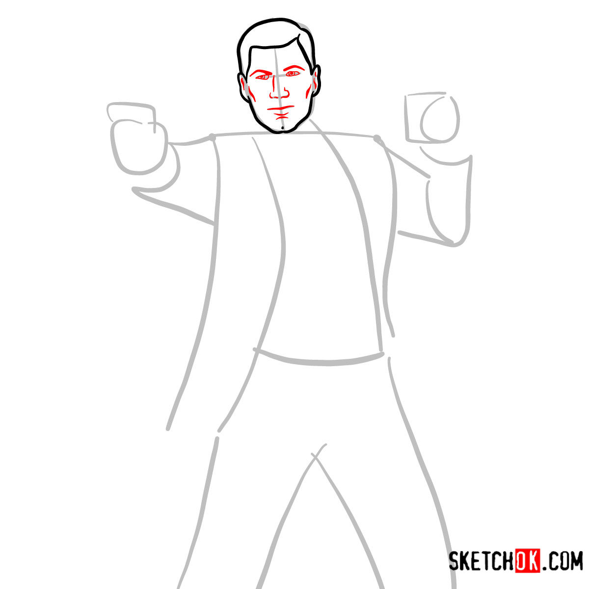 How to draw Sterling Archer with a pistol - step 03