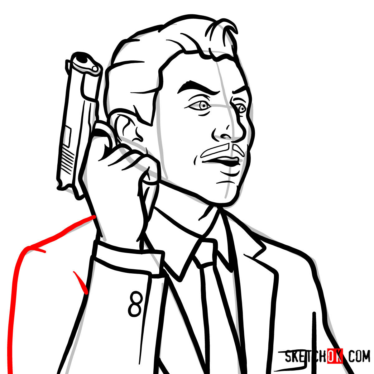 How to draw Ray Gillette | Archer - step 11