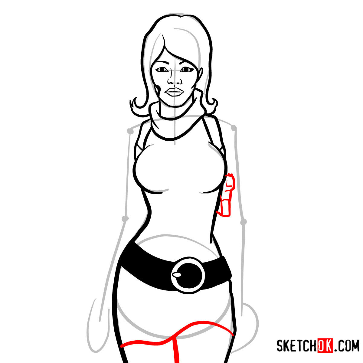 How to draw Lana Kane | Archer - step 09