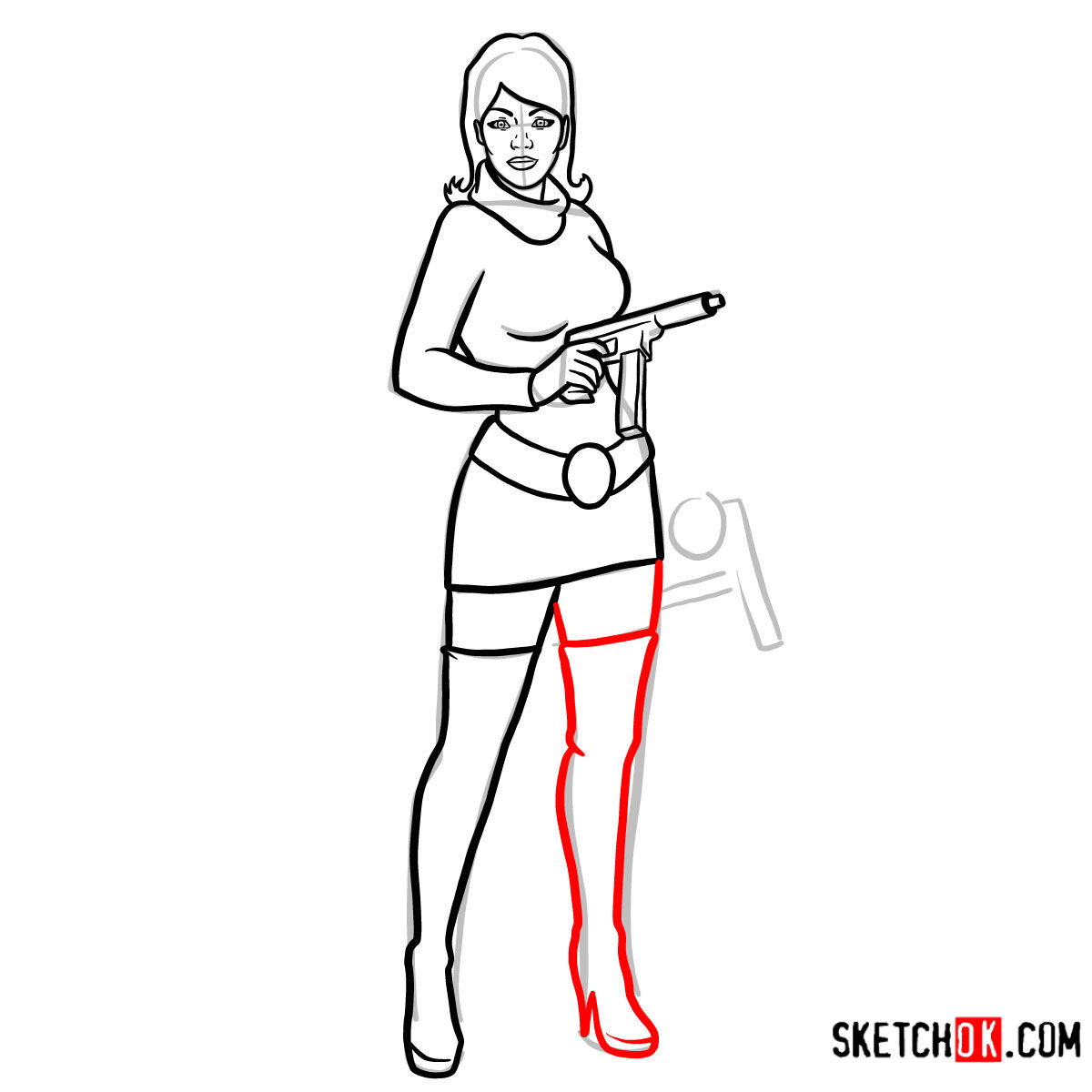 How to draw Lana Kane in full growth - step 12