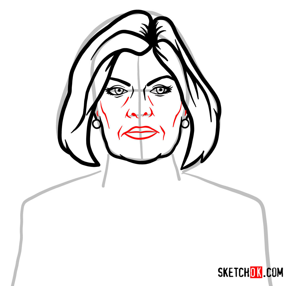 How to draw Malory Archer - step 06