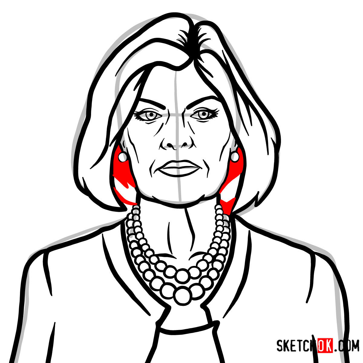 How to draw Malory Archer - step 11