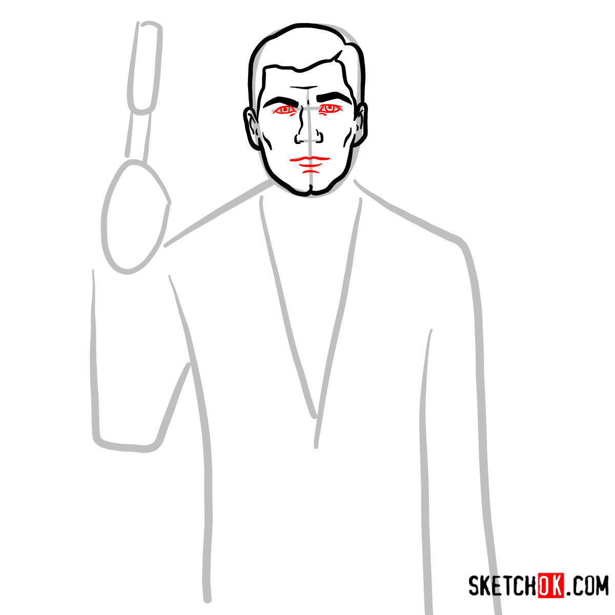 How to draw special agent Archer to the waist - step 05