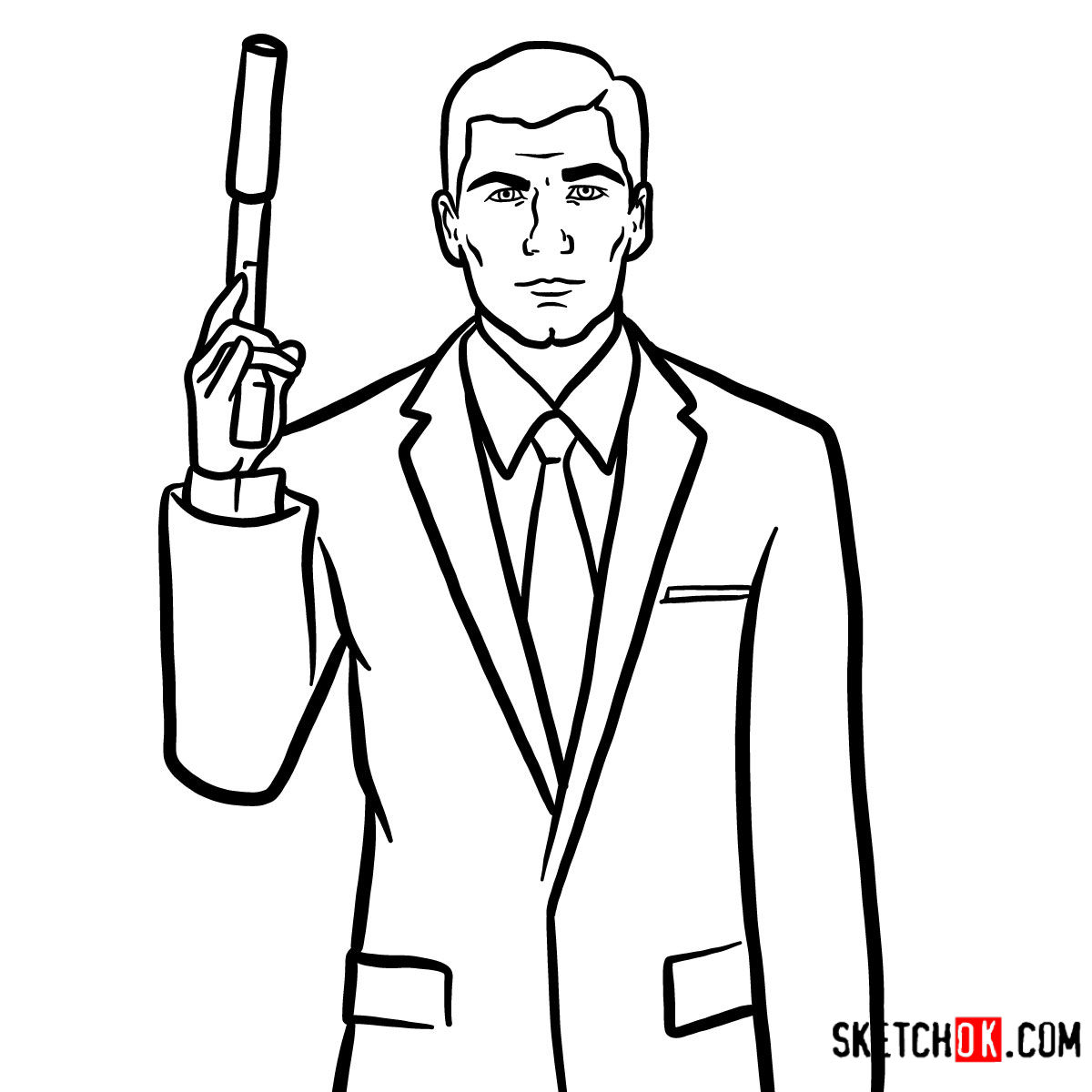 How to draw special agent Archer to the waist