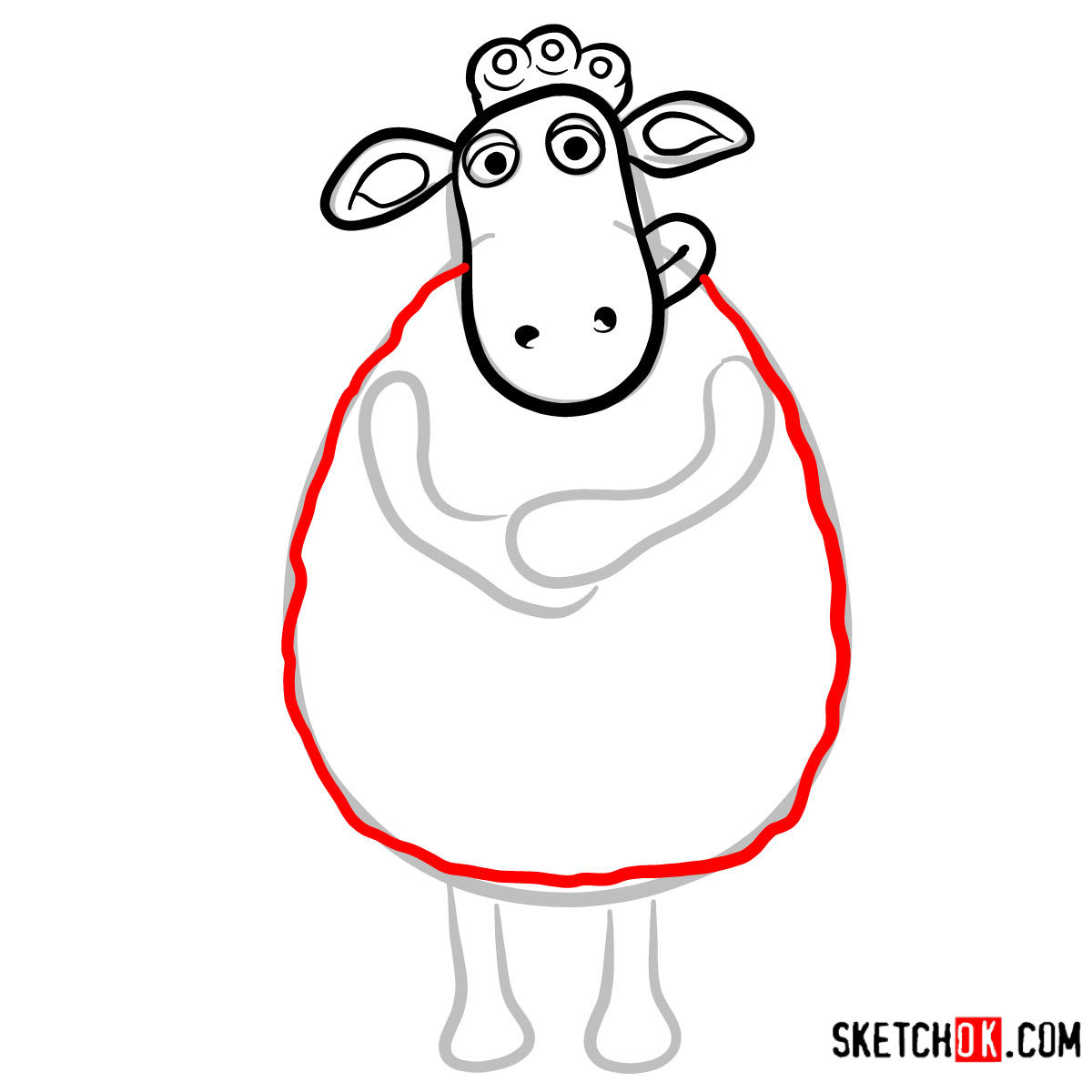 How to draw Timmy's Mother | Shaun the Sheep - step 04