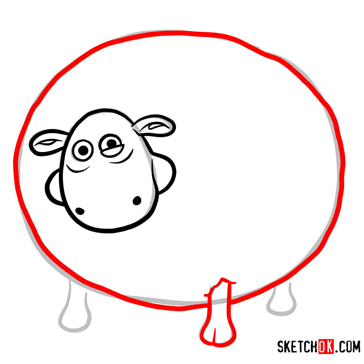 How to draw Shirley | Shaun the Sheep - step 04