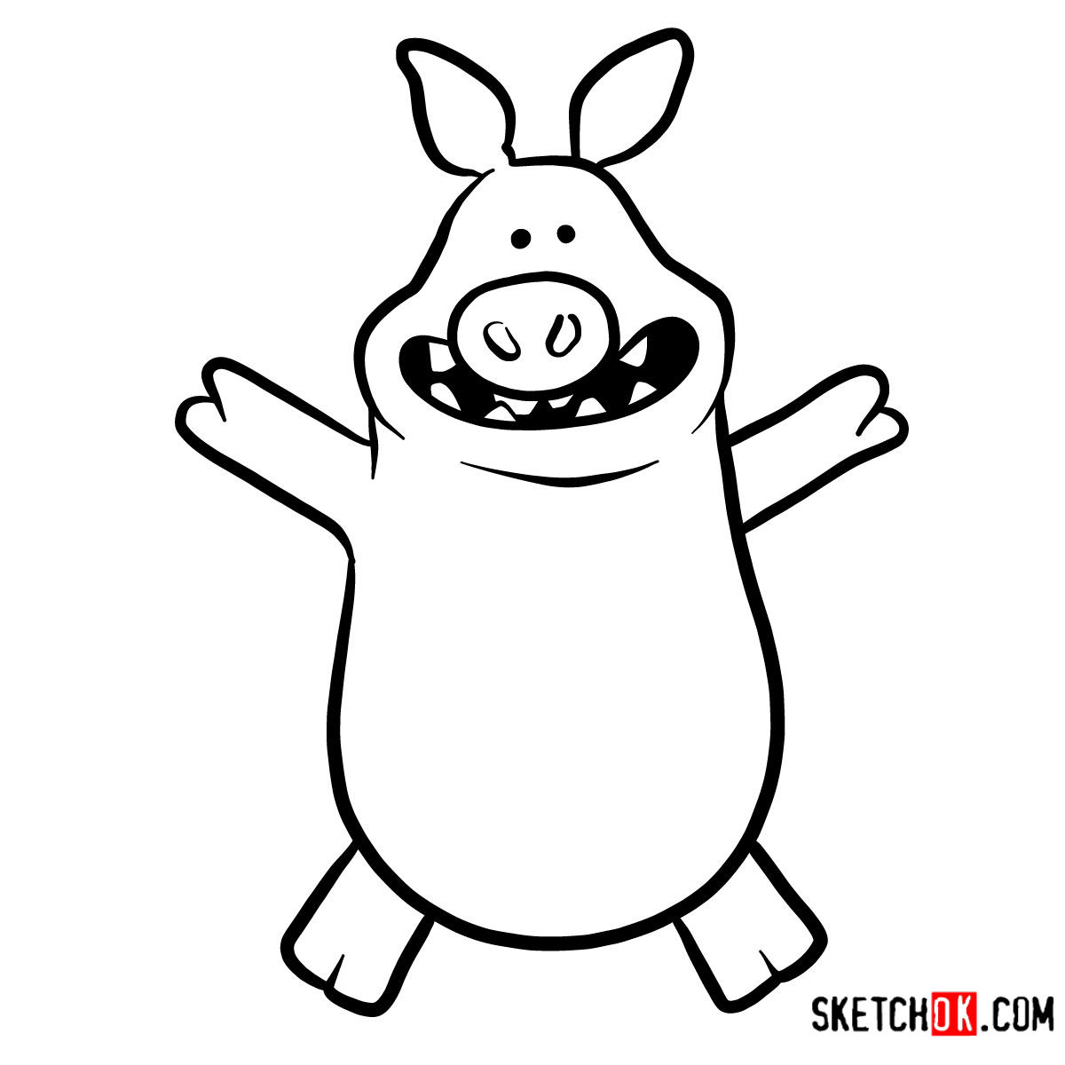 How To Draw Hamm From Toy Story Sketchok Easy Drawing Guides