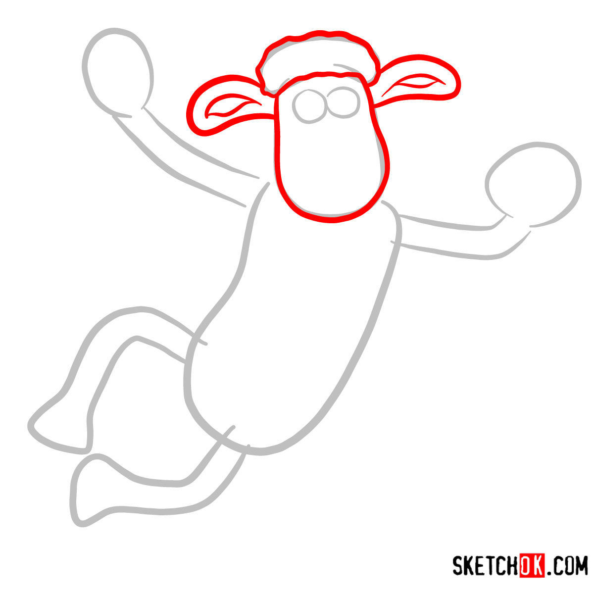 How to draw Shaun the Sheep - step 02