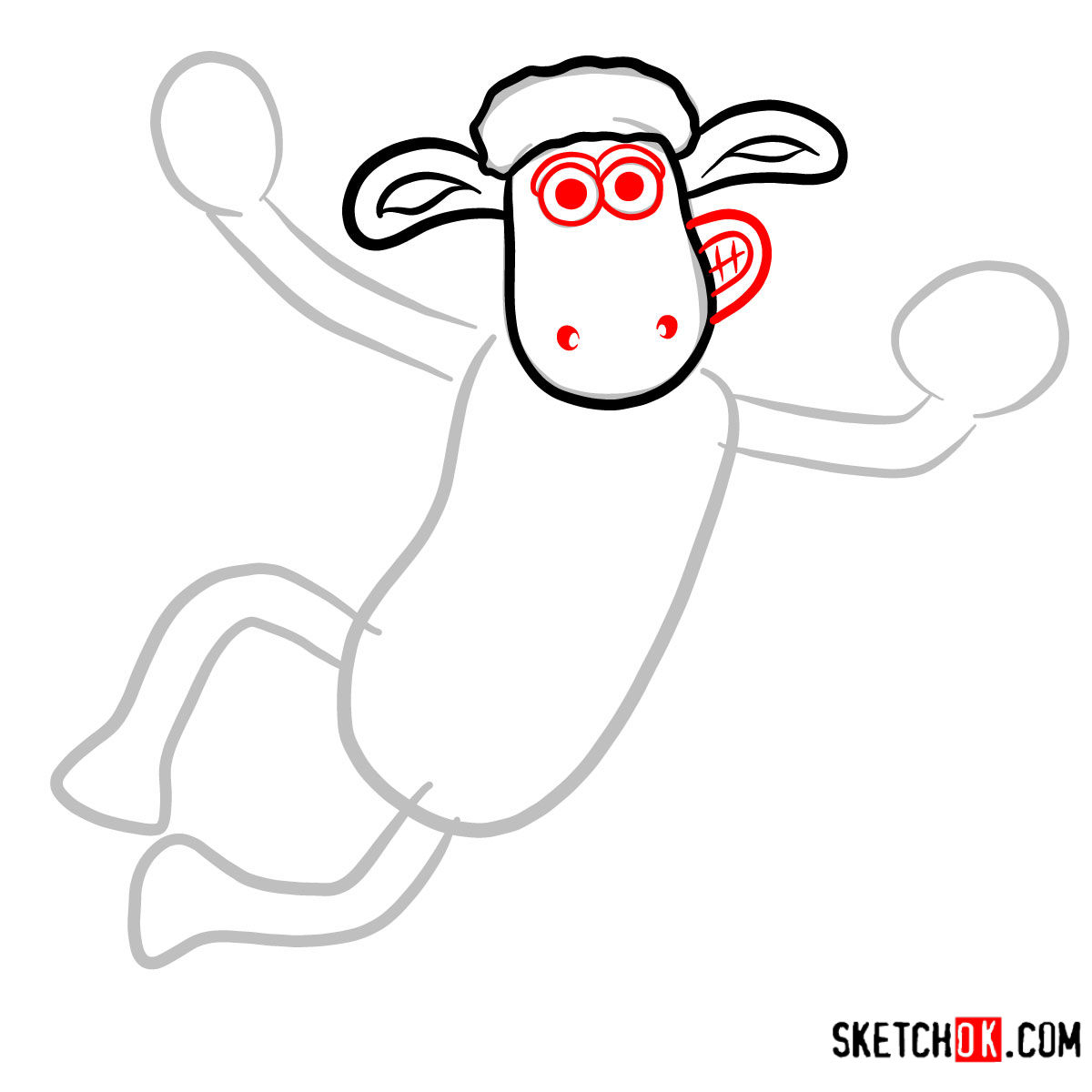 How to draw Shaun the Sheep - step 03