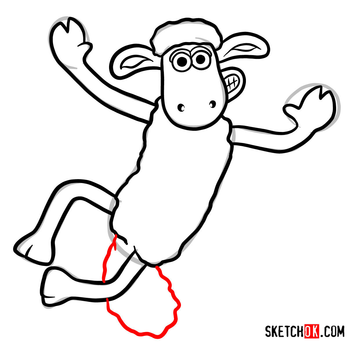 How to draw Shaun the Sheep - step 07