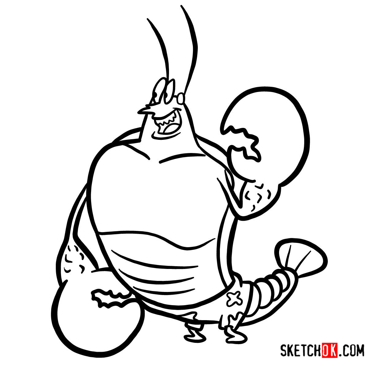 How to draw Larry the Lobster