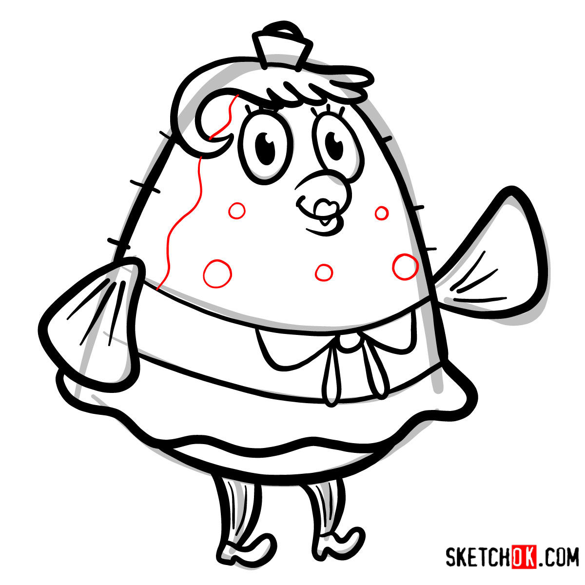 How to draw Mrs. Puff | SpongeBob - step 08